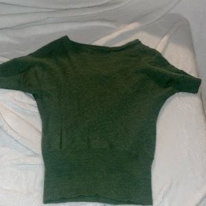 Dark green, short sleeve, sweater, brand unknown.